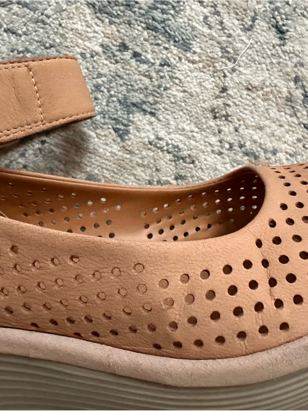 Clarks Women's Perforated Ankle-Strap Wedge Sandals in Tan - Picture 10 of 12
